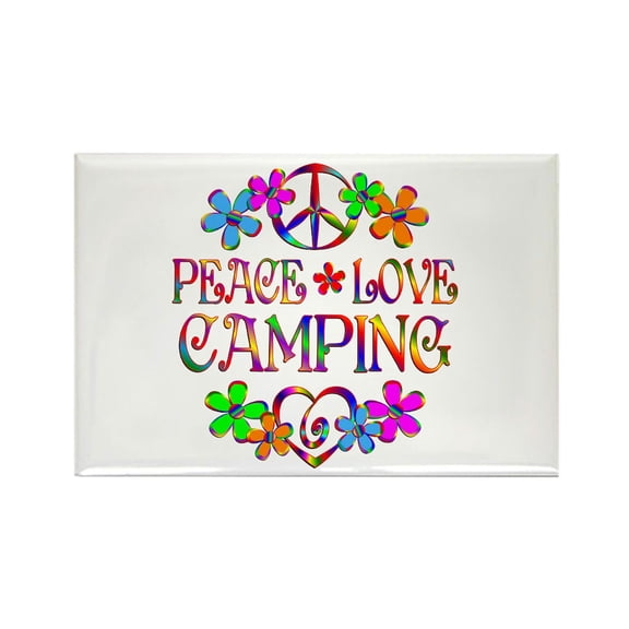 CafePress - Peace Love Camping - Rectangle Magnet, 2"x3" Refrigerator Magnet