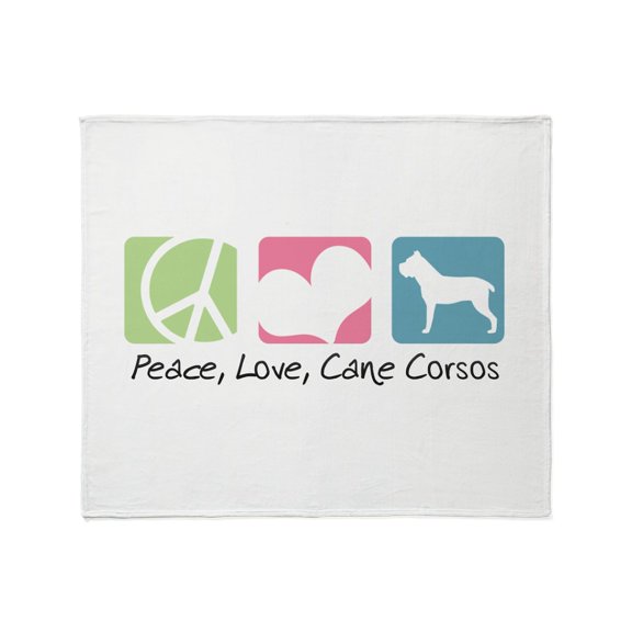 CafePress - Peace, Love, Cane Corsos Throw Blanket - Soft Fleece Throw Blanket, 50"x60" for All Ages
