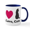 thumbnail image 1 of CafePress - Peace,Love, Cats - 11 oz Ceramic Mug - Novelty Coffee Tea Cup, 1 of 6