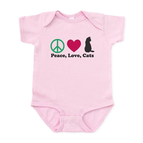 CafePress - Peace,Love, Cats Baby Light Bodysuit - Baby Light Bodysuit, Size Newborn - 24 Months
