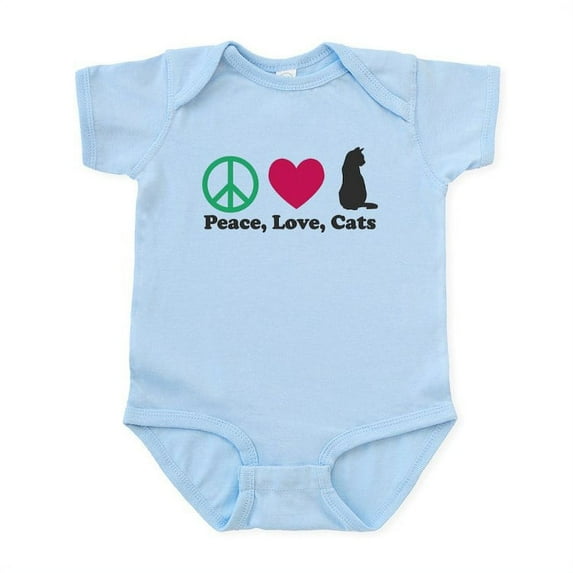 CafePress - Peace,Love, Cats Baby Light Bodysuit - Baby Light Bodysuit, Size Newborn - 24 Months