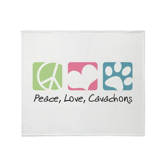 CafePress - Peace, Love, Cavachons Throw Blanket - Soft Fleece Throw Blanket, 50"x60" Stadium Blanket