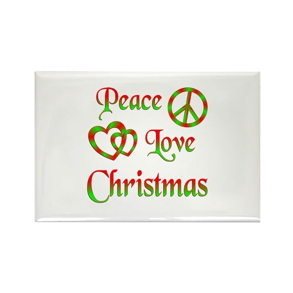 CafePress - Peace Love Christmas - Rectangle Magnet, 2"x3" Refrigerator Magnet