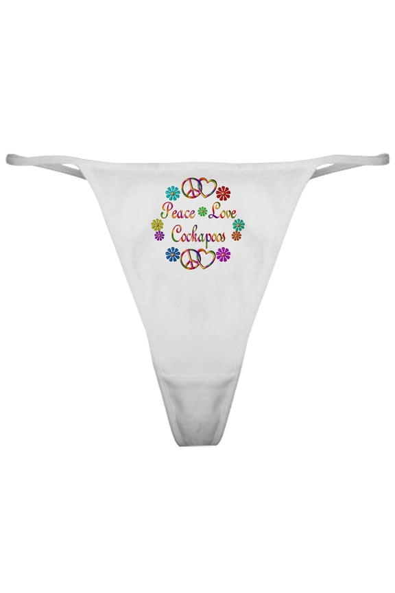- Peace Love Cockapoo Classic Thong - Women's Novelty Thong Panties Underwear