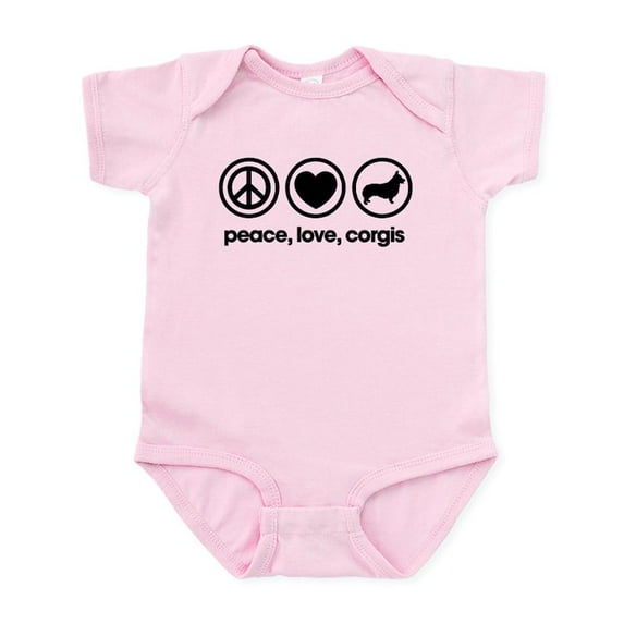 CafePress - Peace Love Corgis Baby Light Bodysuit - Baby Light Bodysuit, Size Newborn - 24 Months