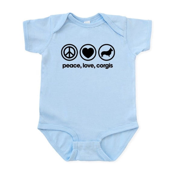 CafePress - Peace Love Corgis Baby Light Bodysuit - Baby Light Bodysuit, Size Newborn - 24 Months