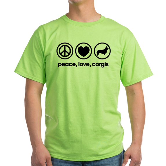 CafePress - Peace Love Corgis Light T Shirt - Light T-Shirt - CP