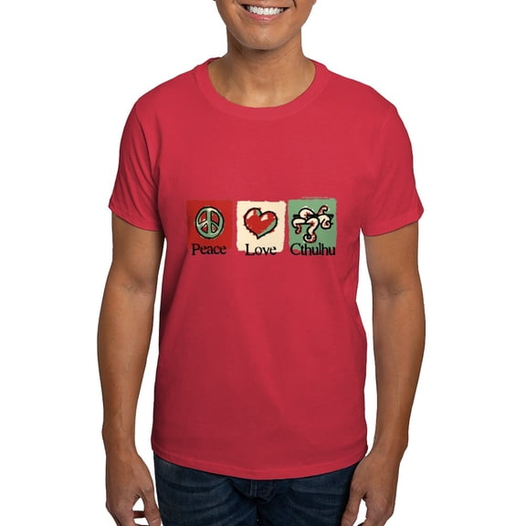 CafePress - Peace, Love, Cthulhu Dark T Shirt - Men's Classic Graphic Cotton T-Shirt