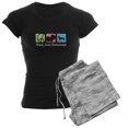 thumbnail image 1 of CafePress - Peace, Love, Dachshunds Women's Dark Pajamas - Women's Short Sleeve Print T-Shirt and Pants Dark Cotton Pajama Set, 1 of 7