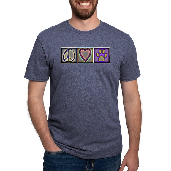 CafePress - Peace Love Dogs (ALT) T Shirt - Mens Tri-blend T-Shirt