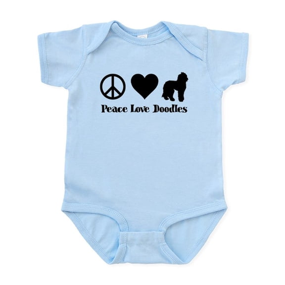 CafePress - Peace, Love, Doodles Baby Light Bodysuit - Baby Light Bodysuit, Size Newborn - 24 Months