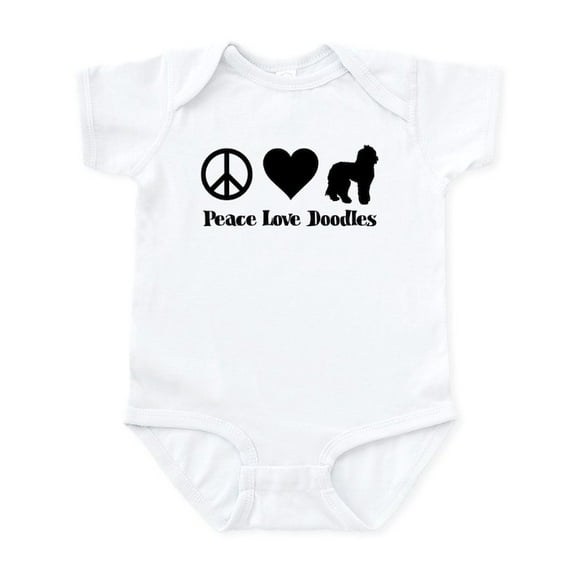 CafePress - Peace, Love, Doodles Baby Light Bodysuit - Baby Light Bodysuit, Size Newborn - 24 Months
