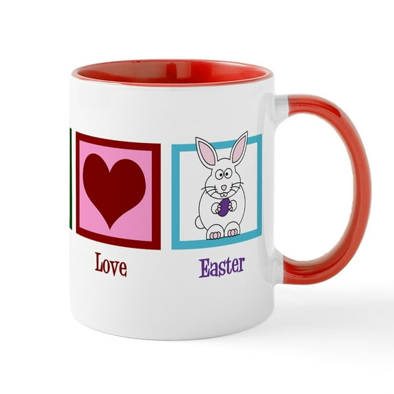 CafePress - Peace Love Easter Mug - 11 oz Ceramic Mug - Novelty Coffee Tea Cup