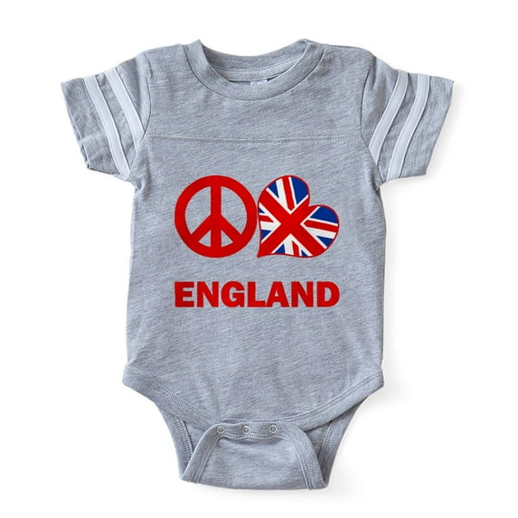 CafePress - Peace Love England - Cute Infant Baby Football Bodysuit