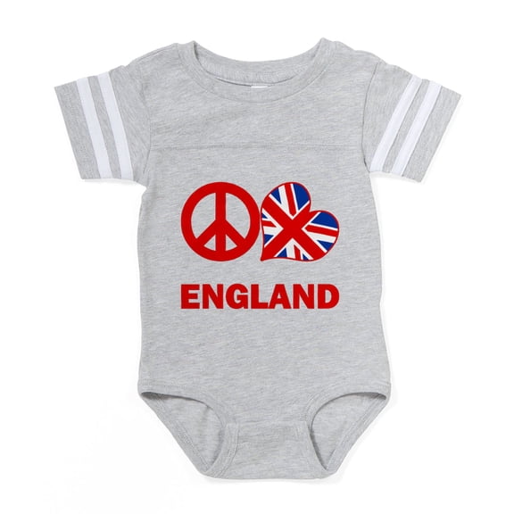 CafePress - Peace Love England - Cute Infant Baby Football Bodysuit