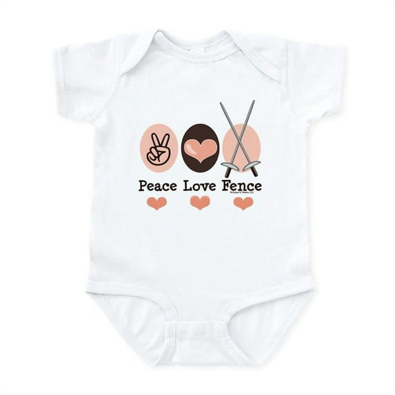 CafePress - Peace Love Fence Fencing Infant Bodysuit - Baby Light Bodysuit, Size Newborn - 24 Months