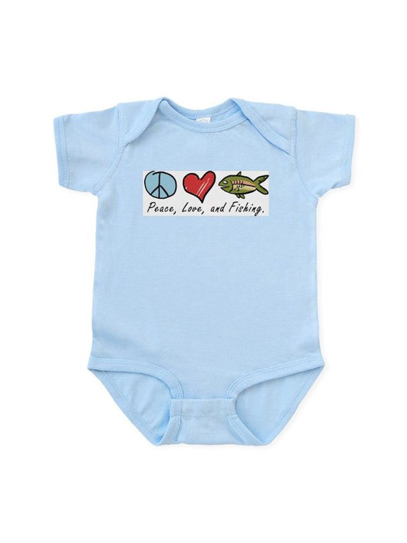 - Peace, Love, Fishing Infant Bodysuit - Baby Light Bodysuit, Size Newborn - 24 Months