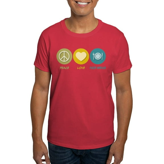 CafePress - Peace Love Food Service T Shirt - Men's Classic Graphic Cotton T-Shirt