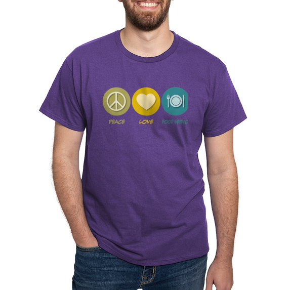CafePress - Peace Love Food Service T Shirt - Men's Classic Graphic Cotton T-Shirt
