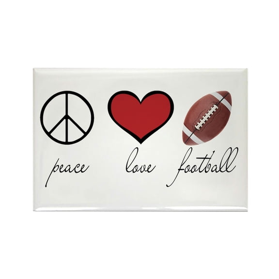CafePress - Peace Love Football - Rectangle Magnet, 2"x3" Refrigerator Magnet