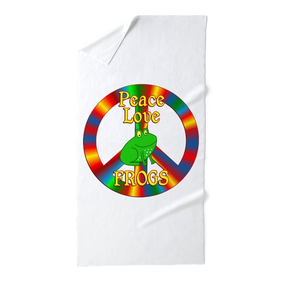 CafePress - Peace Love Frogs - Large Beach Towel, Soft 30"x60" Towel with Unique Design