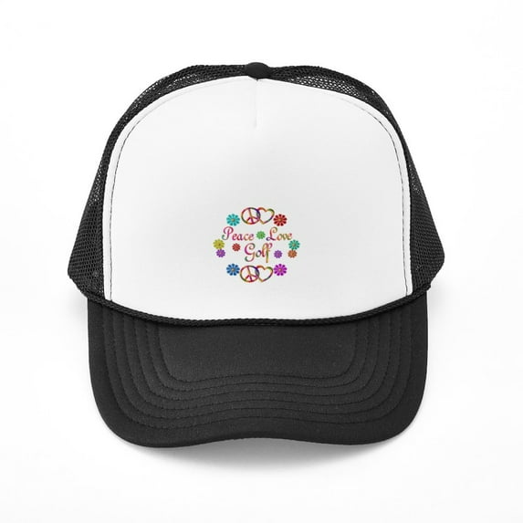 CafePress - Peace Love Golf - Adjustable Unisex Printed Trucker Hat with Mesh Back