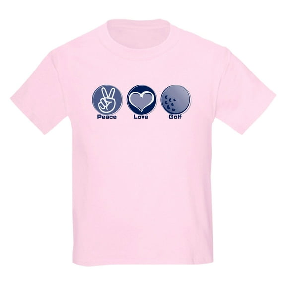 CafePress - Peace Love Golf Kids Light T Shirt - Light T-Shirt Kids XS-XL