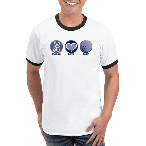 CafePress - Peace Love Golf Ringer T - 100% Cotton Ringed T-Shirt