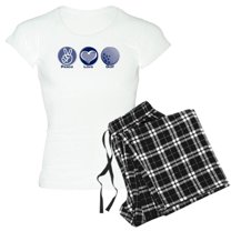 CafePress - Peace Love Golf Women's Light Pajamas - Women's Short Sleeve Print T-Shirt and Pants Light Cotton Pajama Set
