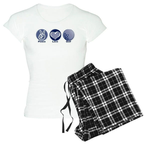 CafePress - Peace Love Golf Women's Light Pajamas - Women's Short Sleeve Print T-Shirt and Pants Light Cotton Pajama Set