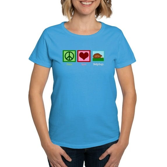 CafePress - Peace Love Hedgehogs Women's Classic T Shirt - Women's Traditional Fit Dark T-Shirt