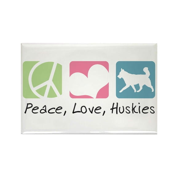 CafePress - Peace, Love, Huskies - Rectangle Magnet, 2"x3" Refrigerator Magnet