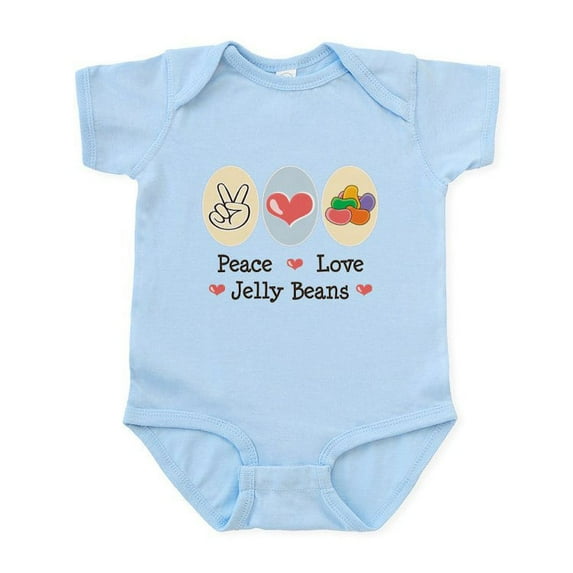 CafePress - Peace Love Jelly Beans Infant Bodysuit - Baby Light Bodysuit, Size Newborn - 24 Months