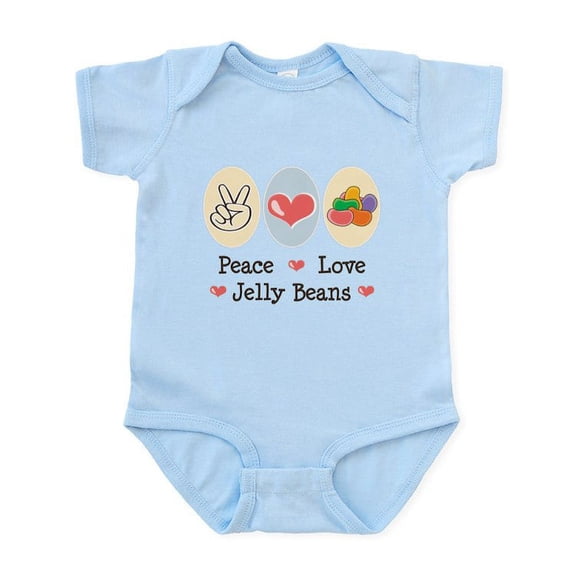 CafePress - Peace Love Jelly Beans Infant Bodysuit - Baby Light Bodysuit, Size Newborn - 24 Months
