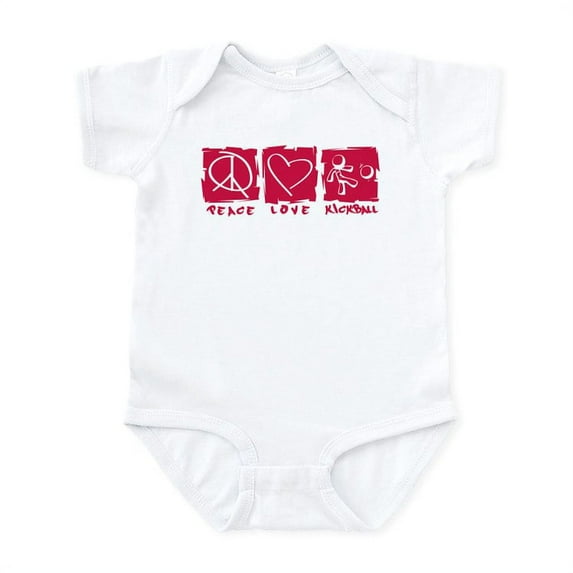 CafePress - Peace.Love.Kickball Infant Bodysuit - Baby Light Bodysuit, Size Newborn - 24 Months