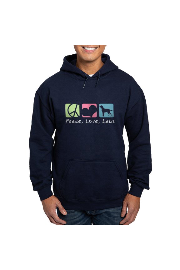 - Peace, Love, Labs Hoodie (Dark) - Pullover Hoodie, Classic, Comfortable Hooded Sweatshirt