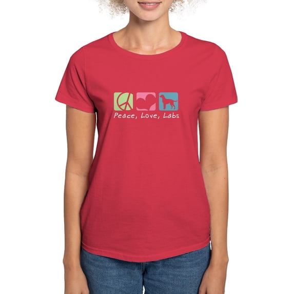 CafePress - Peace, Love, Labs Women's Dark T Shirt - Women's Traditional Fit Dark T-Shirt