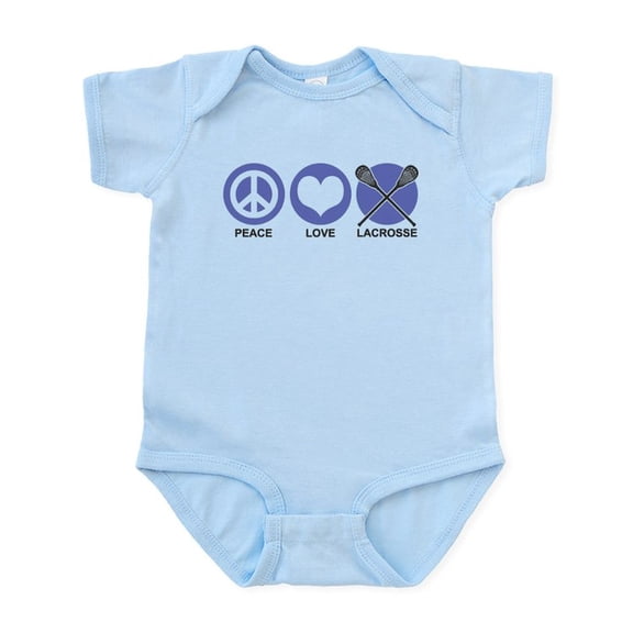 CafePress - Peace Love Lacrosse Infant Bodysuit - Baby Light Bodysuit, Size Newborn - 24 Months
