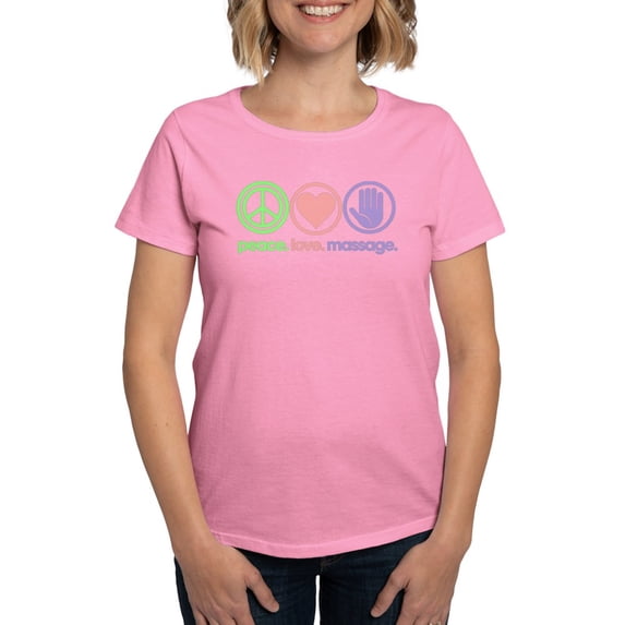 CafePress - Peace Love Massage Women's Classic T Shirt - Women's Traditional Fit Dark T-Shirt