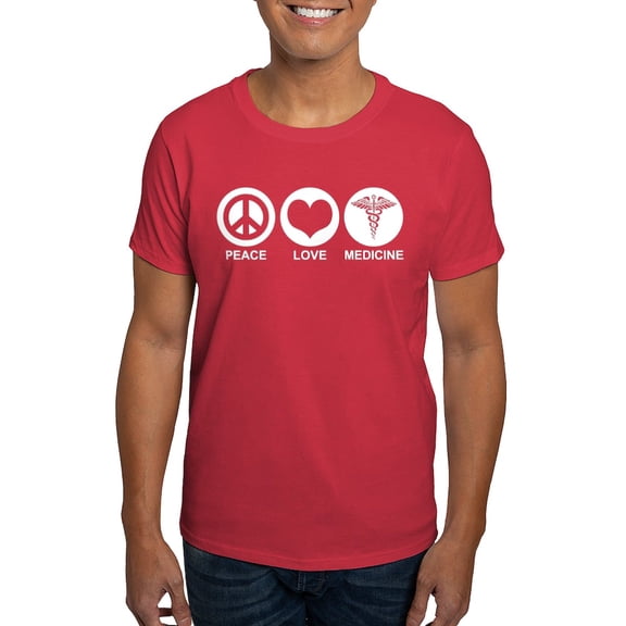CafePress - Peace Love Medicine Dark T Shirt - Men's Classic Graphic Cotton T-Shirt