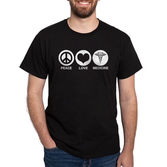 CafePress - Peace Love Medicine Dark T Shirt - Men's Classic Graphic Cotton T-Shirt