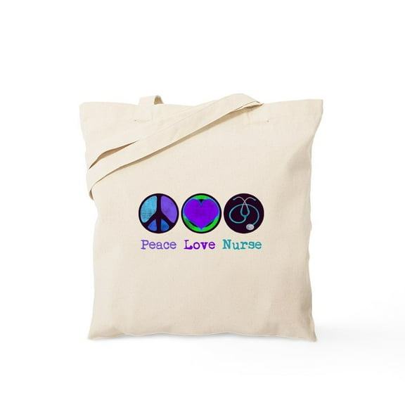 CafePress - Peace Love Nurse Tote Bag - Unisex Canvas Tote Bag, Beige, 1-Piece
