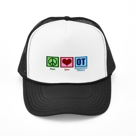 CafePress - Peace Love OT - Adjustable Unisex Printed Trucker Hat with Mesh Back