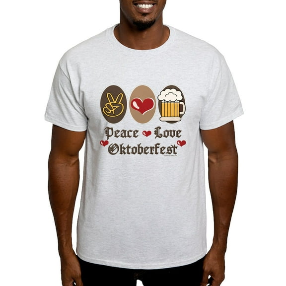 CafePress - Peace Love Oktoberfest Light T Shirt - Men's Classic Graphic T-Shirt