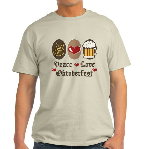 CafePress - Peace Love Oktoberfest Light T Shirt - Men's Classic Graphic T-Shirt