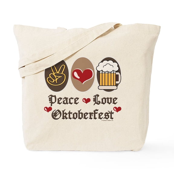 CafePress - Peace Love Oktoberfest Tote Bag - Unisex Canvas Tote Bag, Beige, 1-Piece