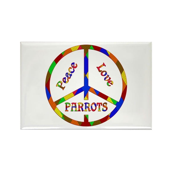 CafePress - Peace Love Parrots - Rectangle Magnet, 2"x3" Refrigerator Magnet