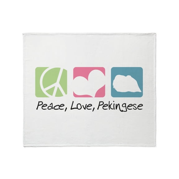 CafePress - Peace, Love, Pekingese Throw Blanket - Soft Fleece Throw Blanket, 50"x60" Stadium Blanket