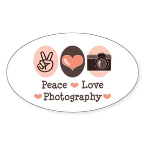CafePress - Peace Love Photography Camera Oval Sticker - Sticker (Oval)