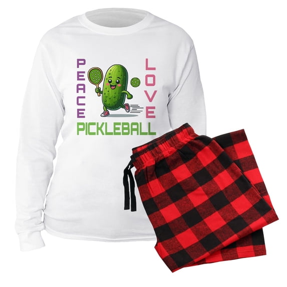 CafePress - Peace Love Pickleball - Women's Long Sleeve Relaxed Fit Cotton Light Pajama Set